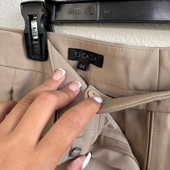 Escada Sand Dune Color Straight Leg Zipper Pocket Trousers Women's Size 44 / 14 - Picture 8 of 12